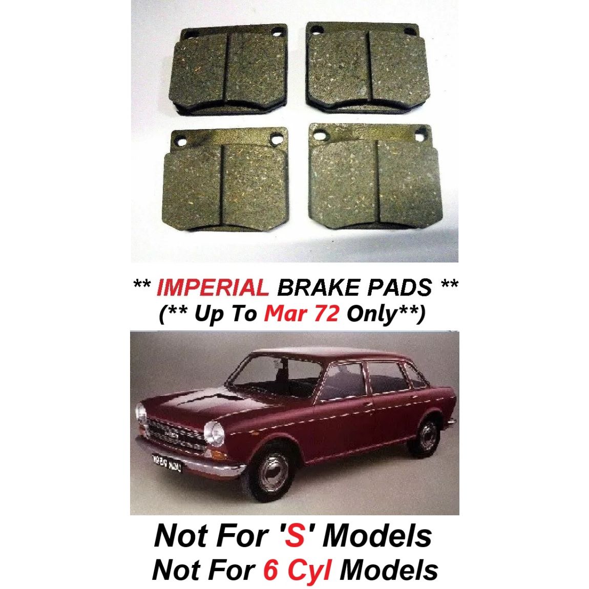FRONT BRAKE PADS SET (Morris 1800 Saloon) (** IMPERIAL **) (**1964- Mar 72 Only**) 